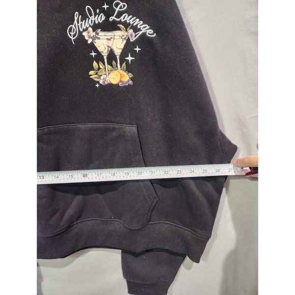 NWT PACSUN Studio Lounge Embroidered Cocktail Oversized Hoodie Cropped Small - Picture 7 of 8